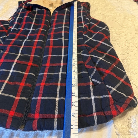 Duluth Trading Co Cream Fleece Vest size Large Red/ Blue A24 - Picture 8 of 10